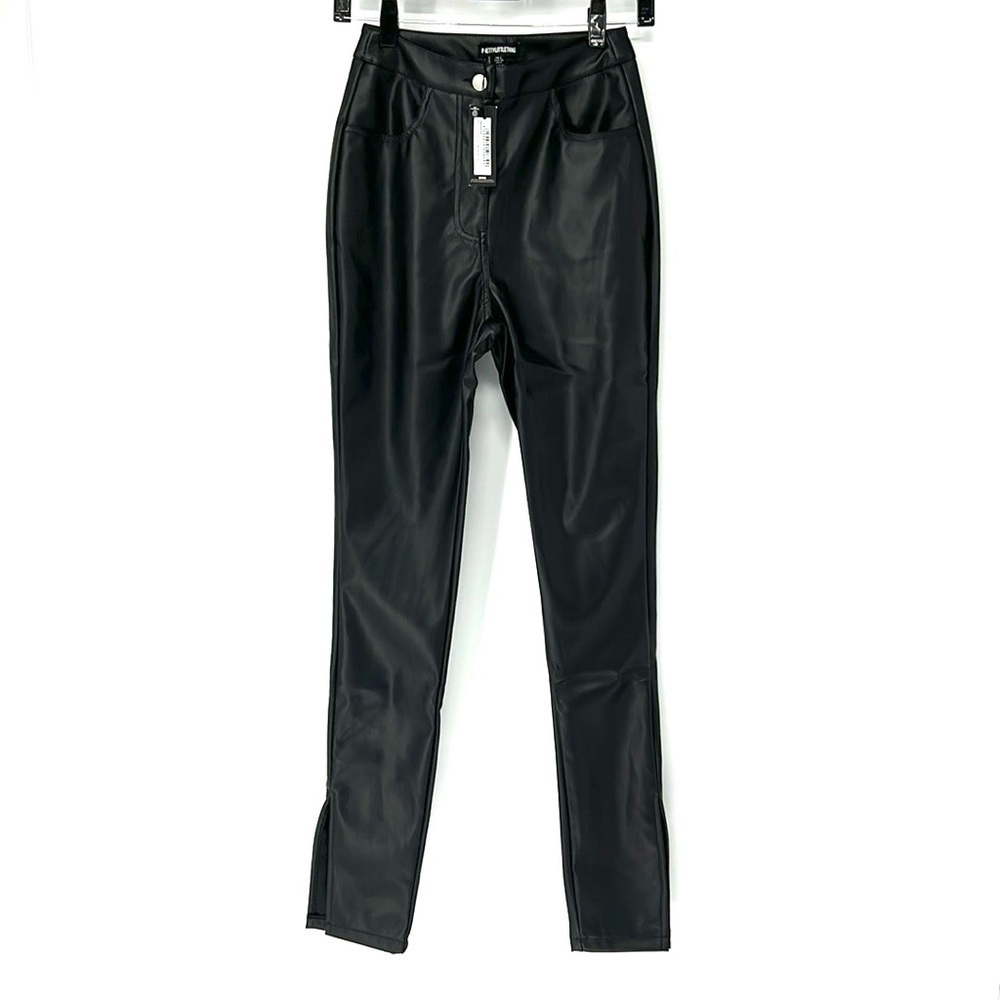 Pretty little thing NWT women’s faux leather straight leg pants 2